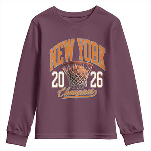 Vintage New York Champions 2026 Youth Sweatshirt Hoops Fan Gift
