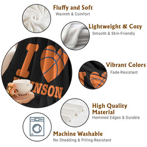 Funny I Love Brunson Name Throw Blanket Hoops Fan Gift