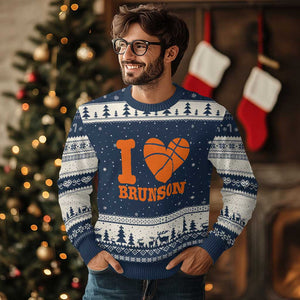 Funny I Love Brunson Name Ugly Christmas Sweater Hoops Fan Gift