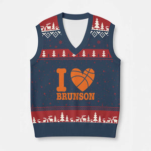 Funny I Love Brunson Name V-Neck Knit Sweater Vest Hoops Fan Gift