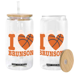 Funny I Love Brunson Name Glass Can Hoops Fan Gift