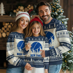 New York Skyline Ugly Christmas Sweater Proud Game Day Sports Fan Gift