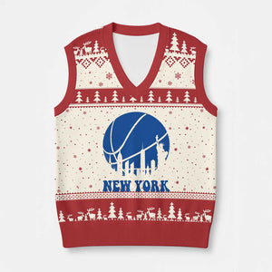 New York Skyline V-Neck Knit Sweater Vest Proud Game Day Sports Fan Gift