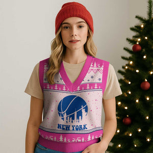 New York Skyline V-Neck Knit Sweater Vest Proud Game Day Sports Fan Gift