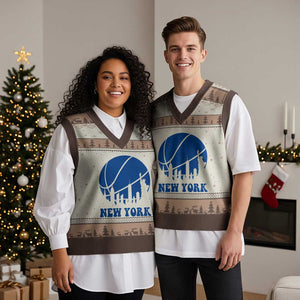 New York Skyline V-Neck Knit Sweater Vest Proud Game Day Sports Fan Gift