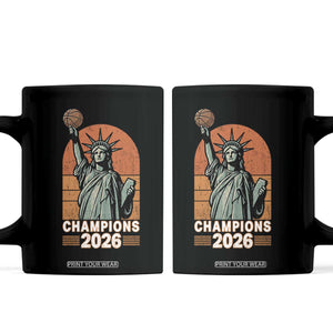Vintage Statue Of Liberty Basketball Coffee Mug Champions 2026 New York Fan Gift