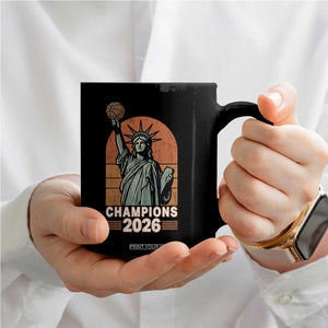 Vintage Statue Of Liberty Basketball Coffee Mug Champions 2026 New York Fan Gift