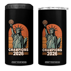 Vintage Statue Of Liberty Basketball 4 in 1 Can Cooler Tumbler Champions 2026 New York Fan Gift