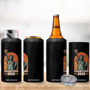 Vintage Statue Of Liberty Basketball 4 in 1 Can Cooler Tumbler Champions 2026 New York Fan Gift