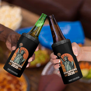 Vintage Statue Of Liberty Basketball 4 in 1 Can Cooler Tumbler Champions 2026 New York Fan Gift