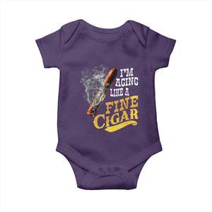 Cigar Lovers Baby Onesie I Am Aging Like A Fine Cigar TS12 Purple Print Your Wear