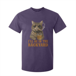 Funny Cat Bourbon Lover T Shirt For Kid I Will Be In The Backyard Cigar Meme TS12 Purple Print Your Wear