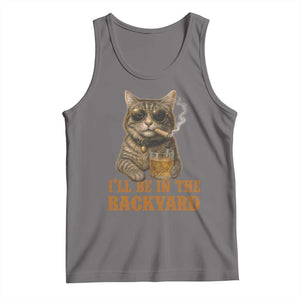 Funny Cat Bourbon Lover Tank Top I Will Be In The Backyard Cigar Meme TS12 Deep Heather Print Your Wear