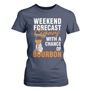 Weekend Forecast Cigars And Bourbon T Shirt For Women Gift For Women TS12 Navy Print Your Wear