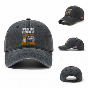 Weekend Forecast Cigars And Bourbon Washed Cotton Baseball Cap Gift For Women TS12 Washed Cap Universal Fit Dark Gray Print Your Wear