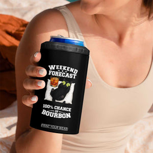 Funny Cat Drinking 4 in 1 Can Cooler Tumbler Weekend Forecast 100% Chance Of Bourbon TS12 Print Your Wear