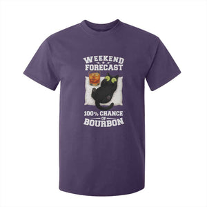 Funny Cat Drinking T Shirt For Kid Weekend Forecast 100% Chance Of Bourbon TS12 Purple Print Your Wear