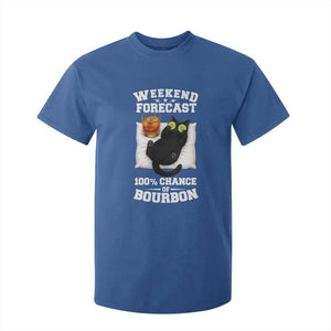 Funny Cat Drinking T Shirt For Kid Weekend Forecast 100% Chance Of Bourbon TS12 Royal Blue Print Your Wear