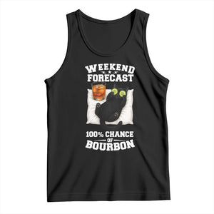 Funny Cat Drinking Tank Top Weekend Forecast 100% Chance Of Bourbon TS12 Black Print Your Wear