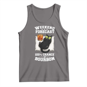 Funny Cat Drinking Tank Top Weekend Forecast 100% Chance Of Bourbon TS12 Deep Heather Print Your Wear