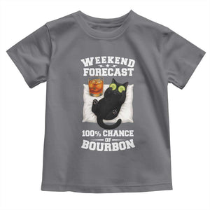 Funny Cat Drinking Toddler T Shirt Weekend Forecast 100% Chance Of Bourbon TS12 Charcoal Print Your Wear