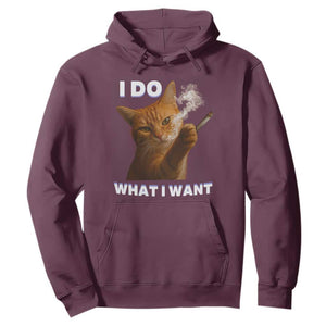 Funny Smoking Cat Hoodie I Do What I Want Sarcastic Cats Meme TS12 Maroon Print Your Wear