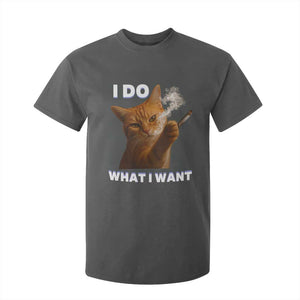 Funny Smoking Cat T Shirt For Kid I Do What I Want Sarcastic Cats Meme TS12 Dark Heather Print Your Wear