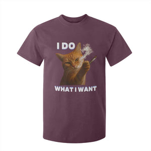 Funny Smoking Cat T Shirt For Kid I Do What I Want Sarcastic Cats Meme TS12 Maroon Print Your Wear