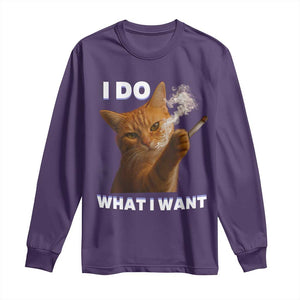 Funny Smoking Cat Long Sleeve Shirt I Do What I Want Sarcastic Cats Meme TS12 Purple Print Your Wear