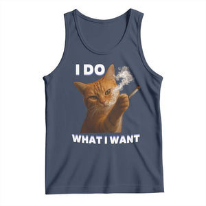 Funny Smoking Cat Tank Top I Do What I Want Sarcastic Cats Meme TS12 Navy Print Your Wear
