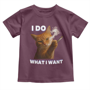 Funny Smoking Cat Toddler T Shirt I Do What I Want Sarcastic Cats Meme TS12 Maroon Print Your Wear