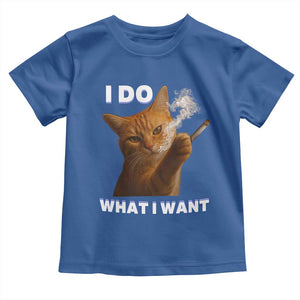 Funny Smoking Cat Toddler T Shirt I Do What I Want Sarcastic Cats Meme TS12 Royal Blue Print Your Wear