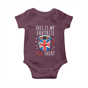 Funny Tea Lover Baby Onesie This Is My Favorite Tea Shirt Party UK Flag TS12 Maroon Print Your Wear