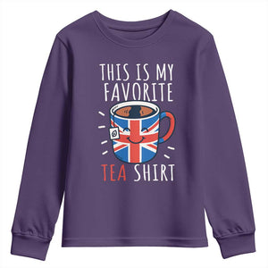 Funny Tea Lover Youth Sweatshirt This Is My Favorite Tea Shirt Party UK Flag TS12 Purple Print Your Wear