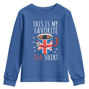 Funny Tea Lover Youth Sweatshirt This Is My Favorite Tea Shirt Party UK Flag TS12 Royal Blue Print Your Wear