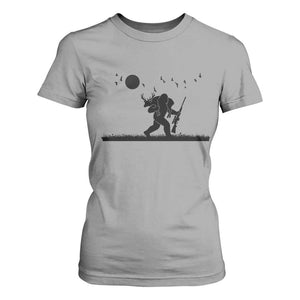 Bigfoot Hunting With Rifle T Shirt For Women Funny Outdoor Hunter Gift TS12 Sport Gray Print Your Wear