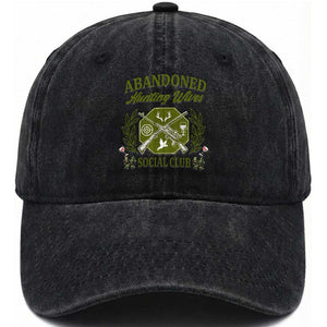 Funny Hunter Wife Washed Cotton Baseball Cap Abandoned Hunting Wives Social Club TS12 Washed Cap Universal Fit Black Print Your Wear