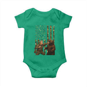 Funny Trump Vs Bear Showdown Baby Onesie American Flag Hunter Gift TS12 Irish Green Print Your Wear