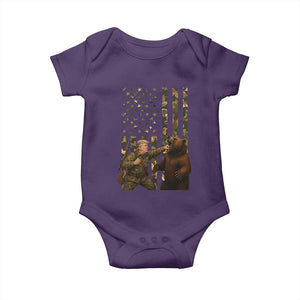 Funny Trump Vs Bear Showdown Baby Onesie American Flag Hunter Gift TS12 Purple Print Your Wear