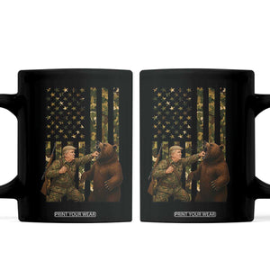 Funny Trump Vs Bear Showdown Coffee Mug American Flag Hunter Gift TS12 Black Print Your Wear