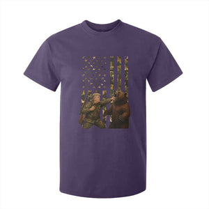 Funny Trump Vs Bear Showdown T Shirt For Kid American Flag Hunter Gift TS12 Purple Print Your Wear