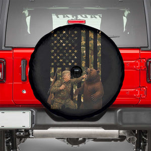 Funny Trump Vs Bear Showdown Spare Tire Cover American Flag Hunter Gift TS12 Black Print Your Wear