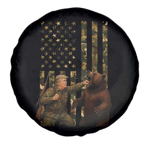 Funny Trump Vs Bear Showdown Spare Tire Cover American Flag Hunter Gift TS12 Print Your Wear