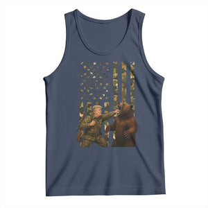 Funny Trump Vs Bear Showdown Tank Top American Flag Hunter Gift TS12 Navy Print Your Wear