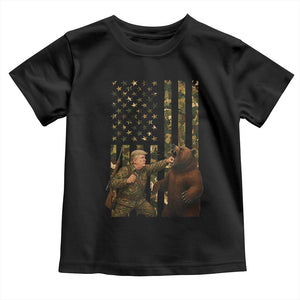 Funny Trump Vs Bear Showdown Toddler T Shirt American Flag Hunter Gift TS12 Black Print Your Wear