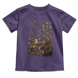 Funny Trump Vs Bear Showdown Toddler T Shirt American Flag Hunter Gift TS12 Purple Print Your Wear