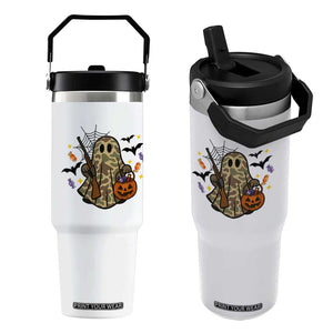 Funny Camo Hunter Halloween Ghost Costume Flip Straw Tumbler TS12 One Size: 30 oz White Print Your Wear
