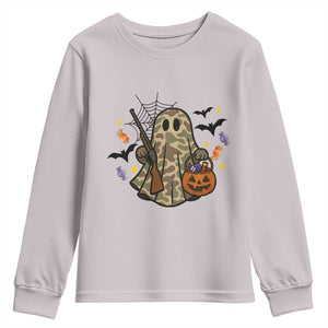 Funny Camo Hunter Halloween Ghost Costume Youth Sweatshirt TS12 Ice Gray Print Your Wear