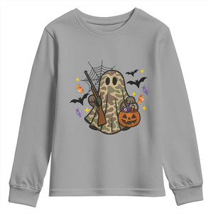 Funny Camo Hunter Halloween Ghost Costume Youth Sweatshirt TS12 Sport Gray Print Your Wear