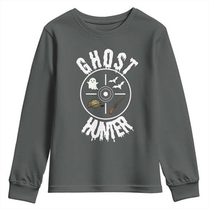 Funny Halloween Ghost Hunter Youth Sweatshirt Trick Or Treat Costume TS12 Dark Heather Print Your Wear